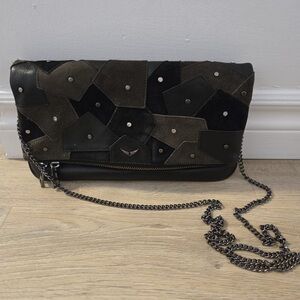 Zadig & Voltaire Black and Brown Studded Clutch